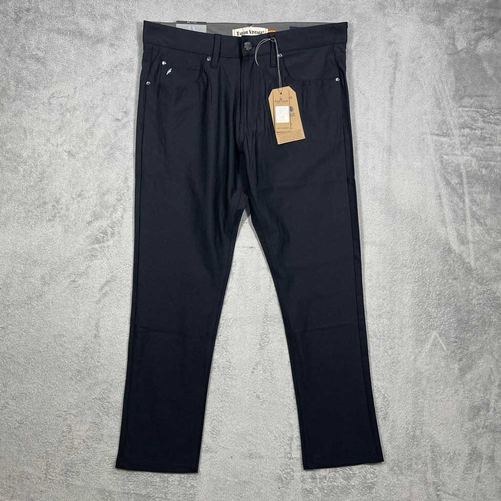 Tailor Vintage Performance Pants Mens 34x30(29 Black New Canaan Slim Fit Stretch